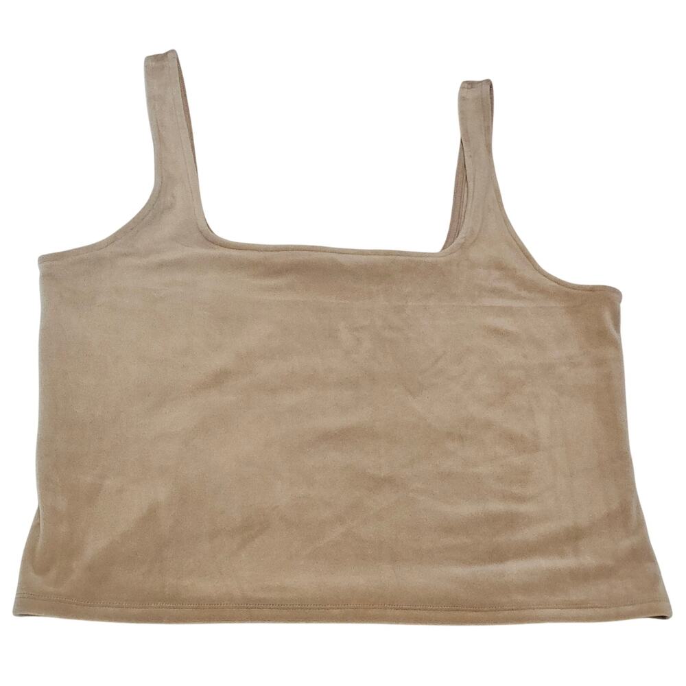 Express velour velvet square neck stretch crop top cream tan XL NWOT 3346